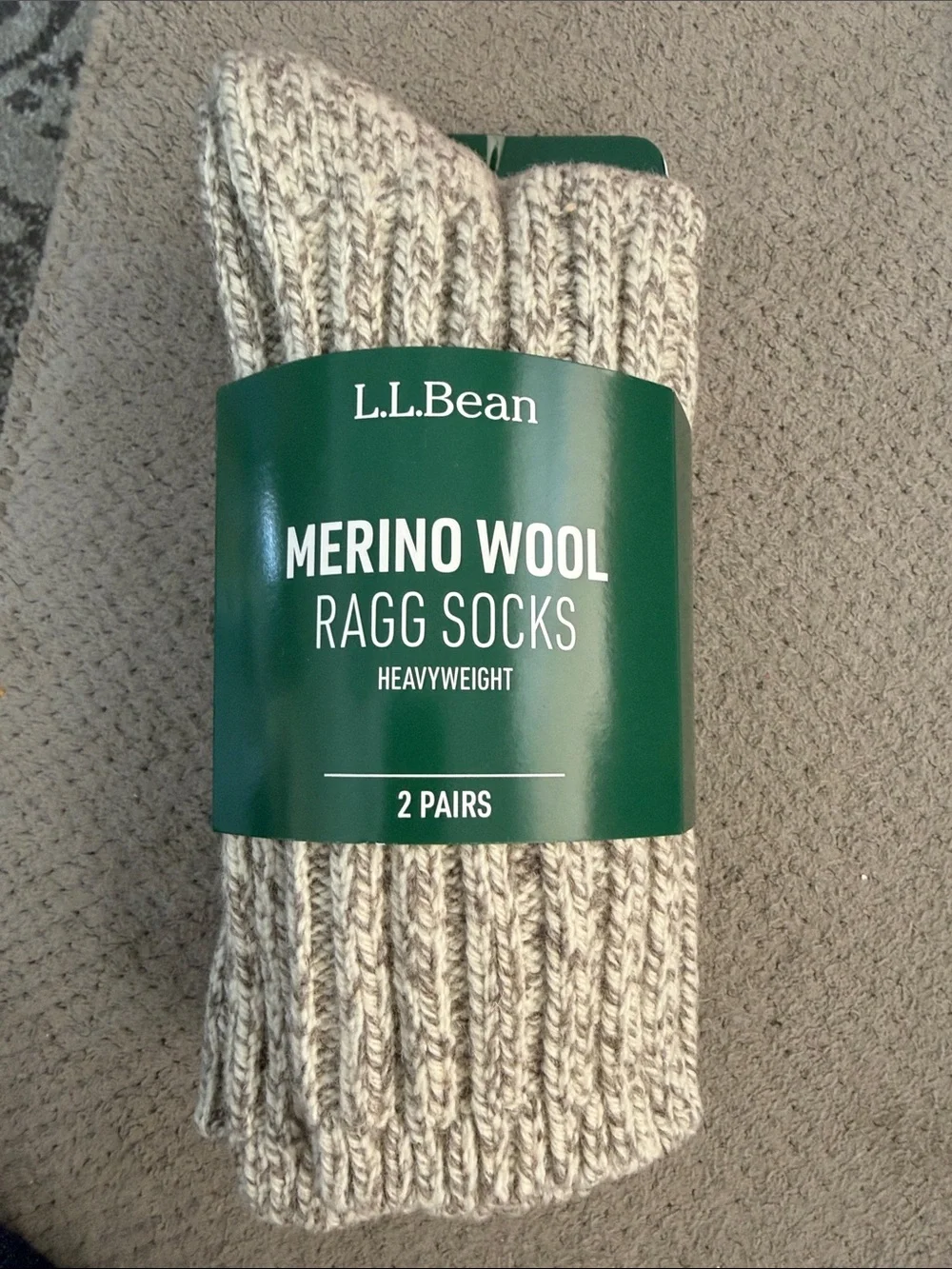 L.L. Bean Merino Wool Ragg Socks - Natural Cream